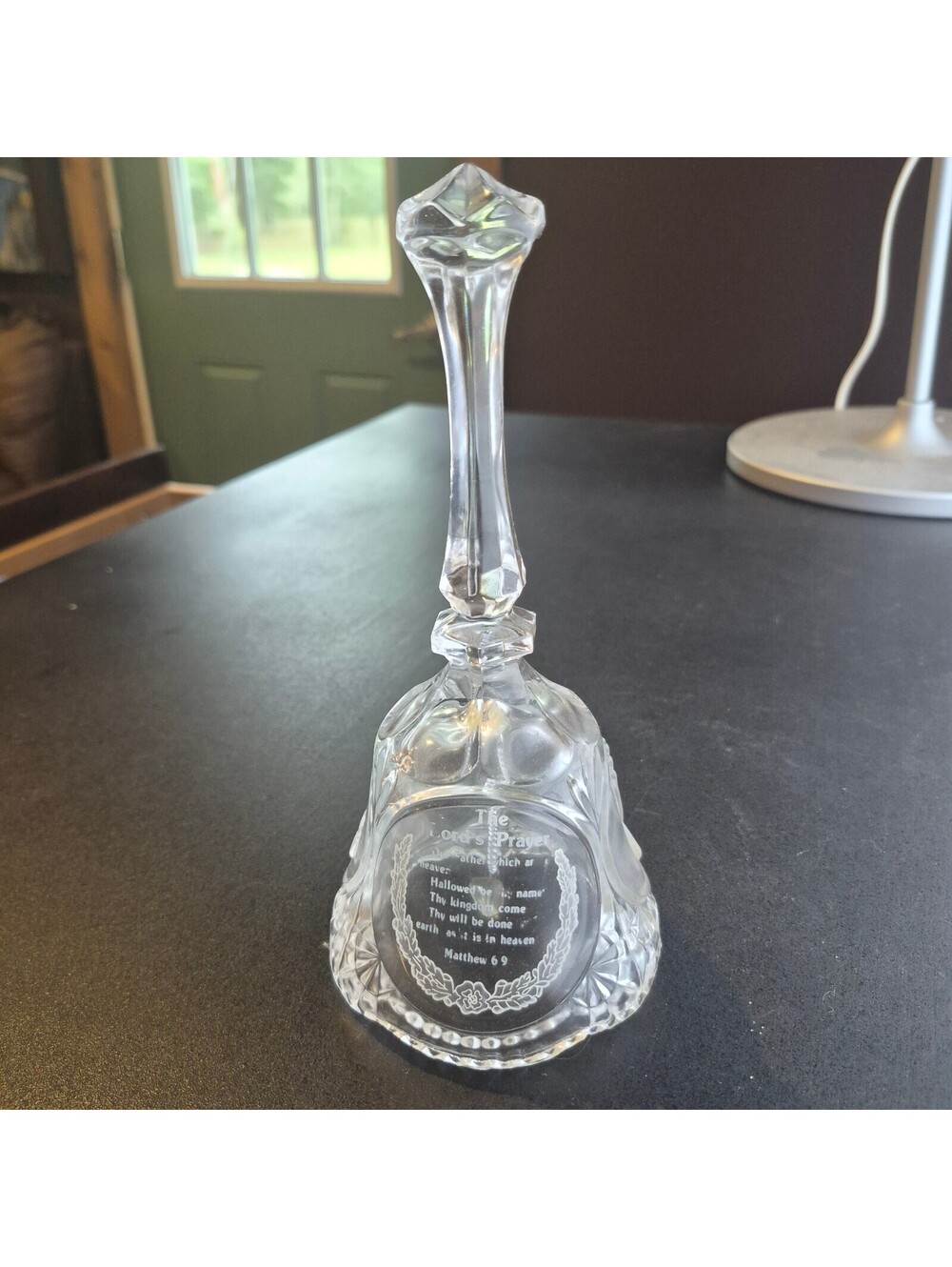 Vintage 1986 8.5" Crystal Lord's Prayer Bell - Christmas Holiday Decor & Gift